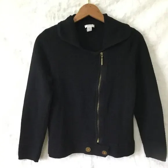 Chico's Black Gold Zip Up Jacket - Picture 2 of 13